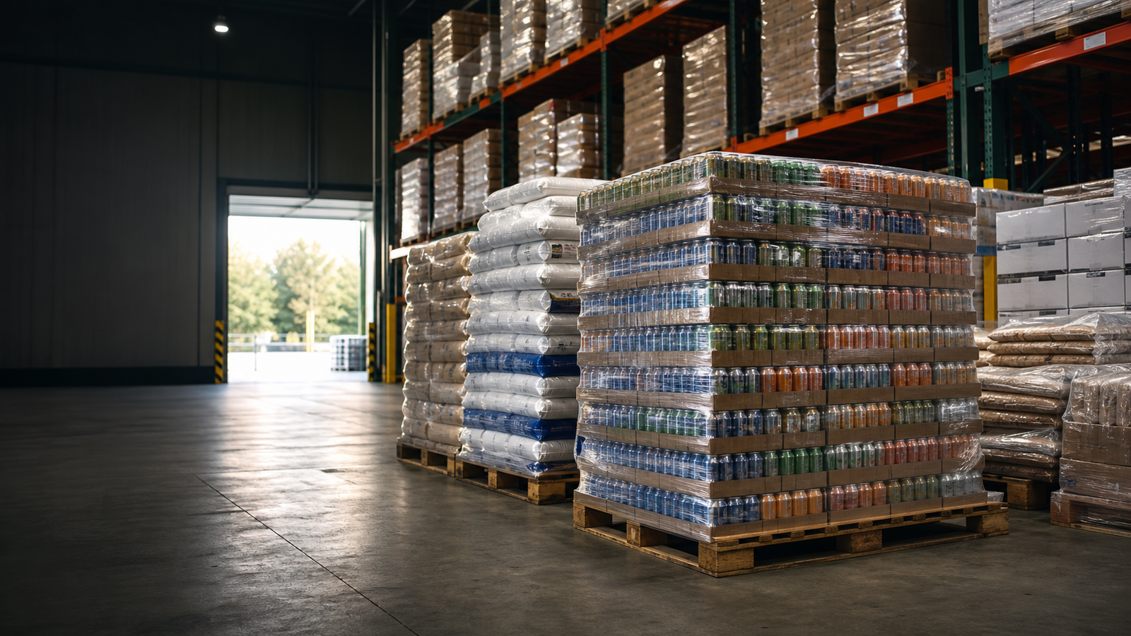 Palettes de boissons et produits alimentaires en gros